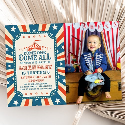 Vintage Circus Party Carnival Party Birthday Photo Invitation