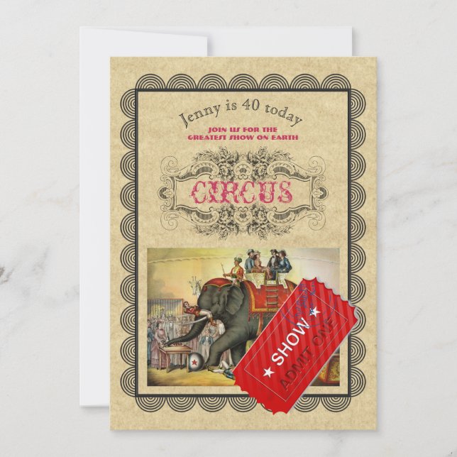 Vintage CIRCUS Party Invitation Rustic (Front)