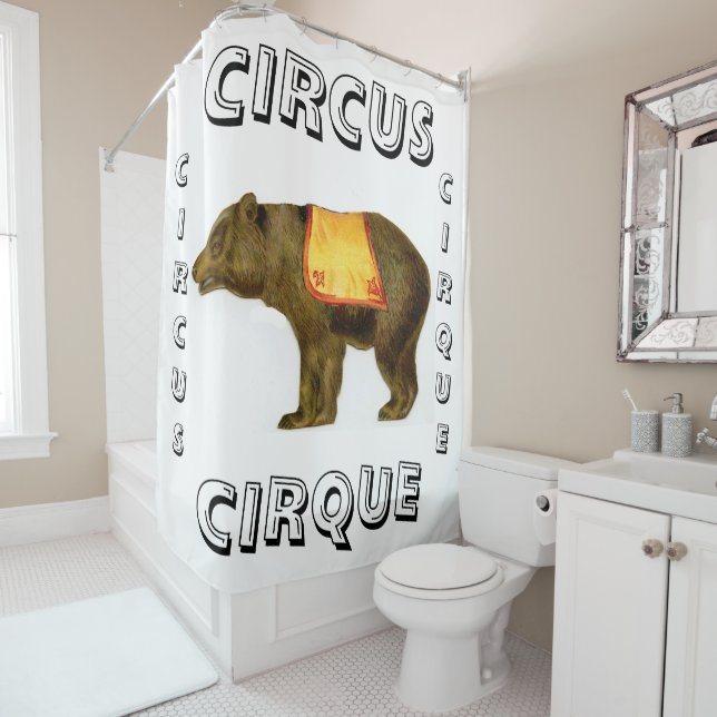 Vintage circus performing bear shower curtain (In Situ)