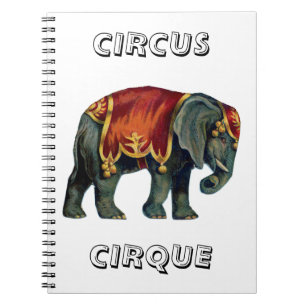 Vintage circus performing elephant circus , notebook