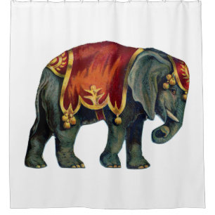 Vintage circus performing elephant circus shower curtain