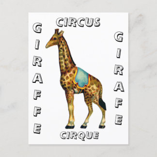 Vintage circus performing giraffe postcard