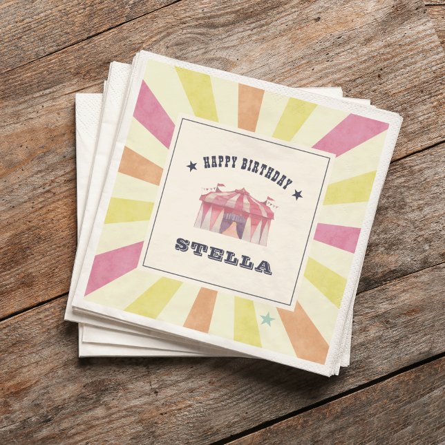 Vintage Circus Personalized Birthday Party Napkins (Creator Uploaded)