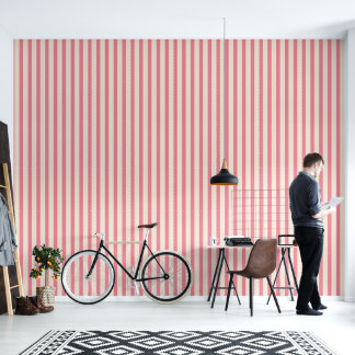 Vintage Circus Pink & Cream Vertical Stripes Wallpaper