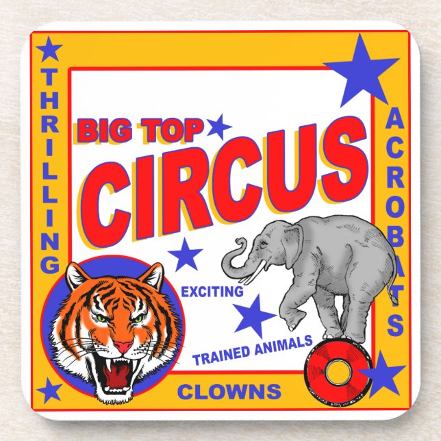 Vintage Circus Poster Beverage Coaster (Front)