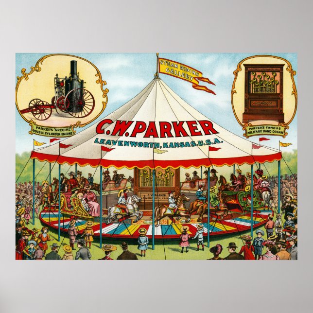 Vintage Circus Poster. C.W. Parker. Poster (Front)
