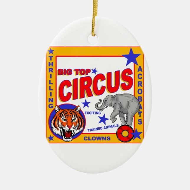 Vintage Circus Poster Ceramic Ornament (Front)