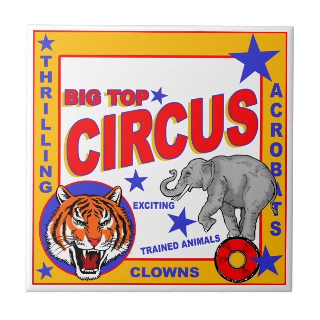 Vintage Circus Poster Ceramic Tile (Front)