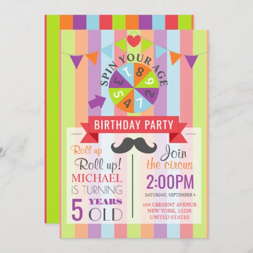 Vintage Circus Poster Childrens Birthday Party Invitation
