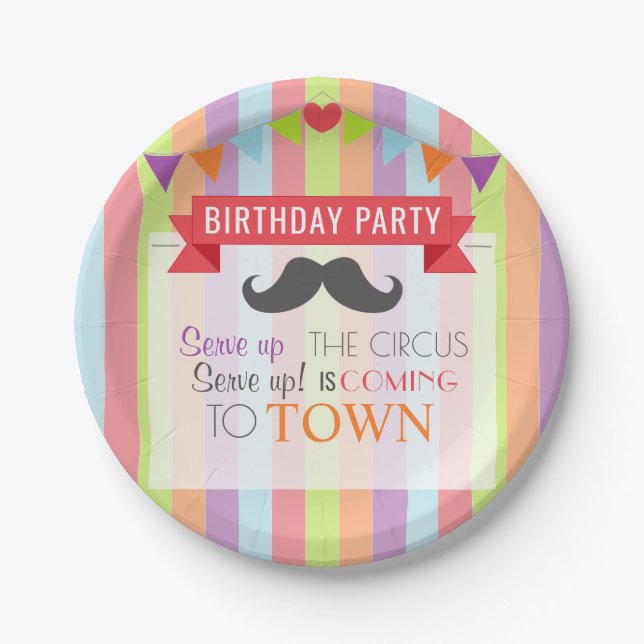 Vintage Circus Poster Children's Birthday Party Paper Plates (Front)