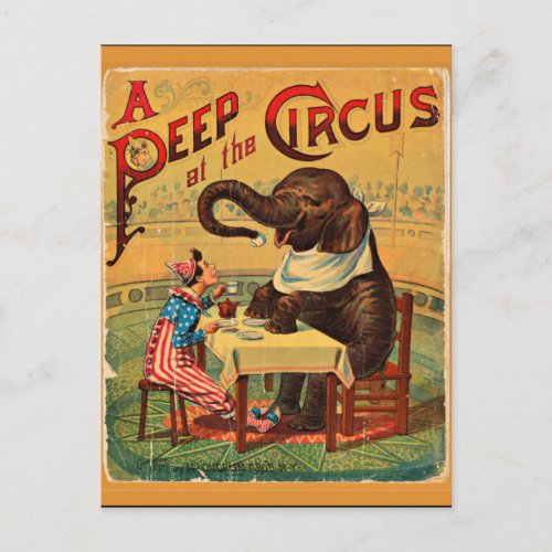 Vintage Circus Poster Circus Elephant Postcard