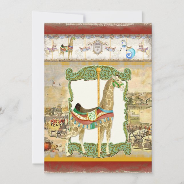 Vintage Circus Poster, Giraffe Baby Shower Invitation (Front)