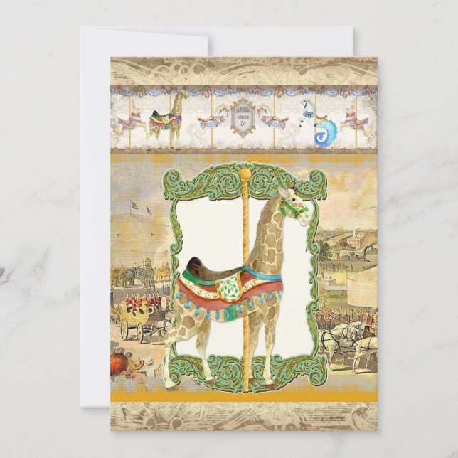 Vintage Circus Poster, Giraffe Baby Shower Invitation (Front)