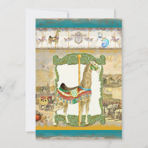 Vintage Circus Poster, Giraffe Birthday Party Invitation