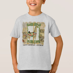 Vintage Circus Poster, Giraffe Boy Birthday Party T-Shirt