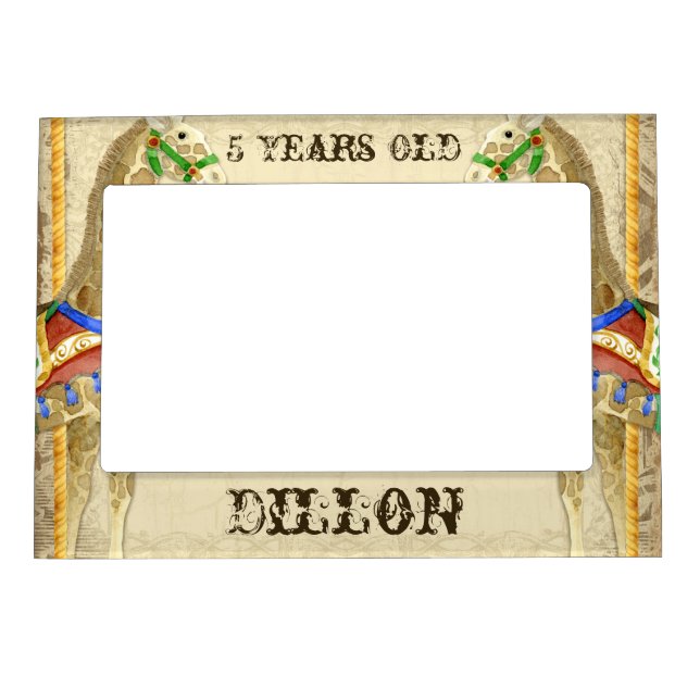 Vintage Circus Poster Giraffe Magnetic Photo Frame (Front)
