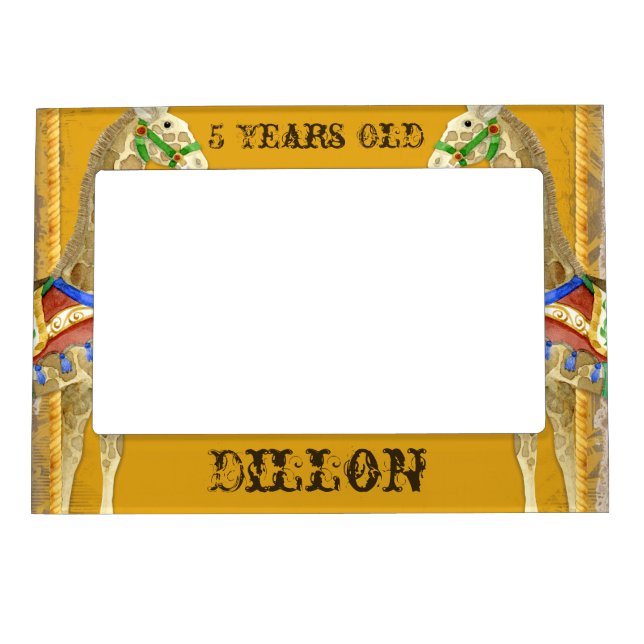 Vintage Circus Poster Giraffe Magnetic Photo Frame (Front)