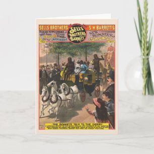 Vintage Circus Poster Of A Monkey Driven Coach Card
