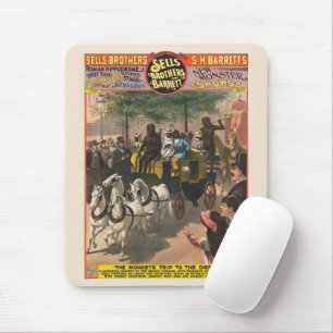 Vintage Circus Poster Of A Monkey Driven Coach Mouse Pad