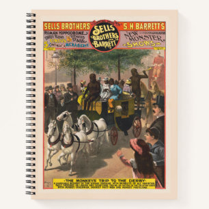 Vintage Circus Poster Of A Monkey Driven Coach Notebook