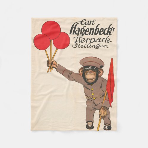 Vintage Circus Poster Of A Monkey Holding Balloons Fleece Blanket