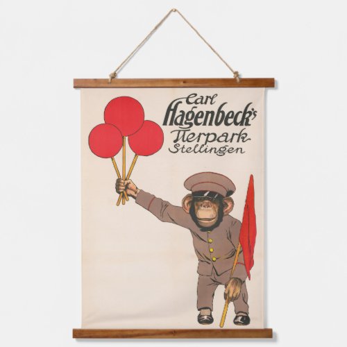 Vintage Circus Poster Of A Monkey Holding Balloons Hanging Tapestry