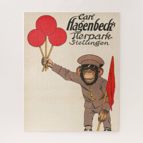 Vintage Circus Poster Of A Monkey Holding Balloons Jigsaw Puzzle