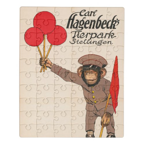 Vintage Circus Poster Of A Monkey Holding Balloons Jigsaw Puzzle