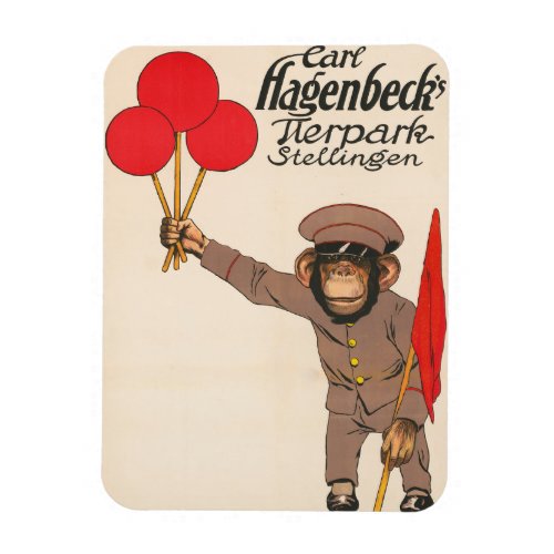 Vintage Circus Poster Of A Monkey Holding Balloons Magnet