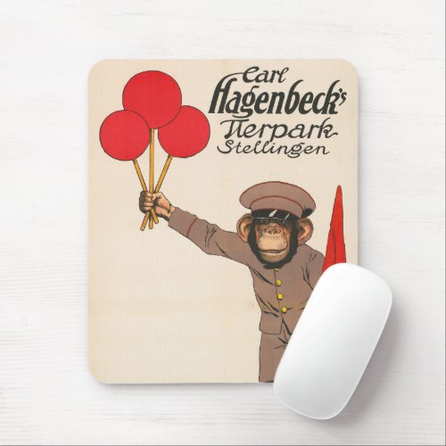 Vintage Circus Poster Of A Monkey Holding Balloons Mouse Pad