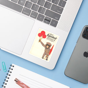 Vintage Circus Poster Of A Monkey Holding Balloons Sticker