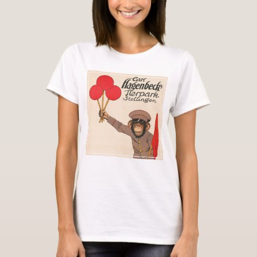 Vintage Circus Poster Of A Monkey Holding Balloons T_Shirt