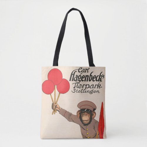 Vintage Circus Poster Of A Monkey Holding Balloons Tote Bag