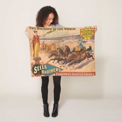Vintage Circus Poster Of A Roman Chariot Race Fleece Blanket