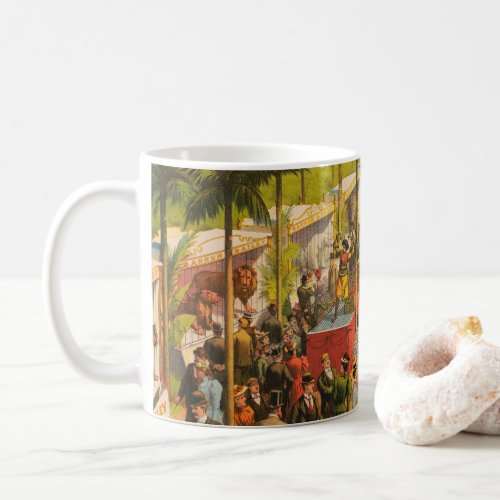 Vintage Circus Poster Of Animals And Performers Coffee Mug