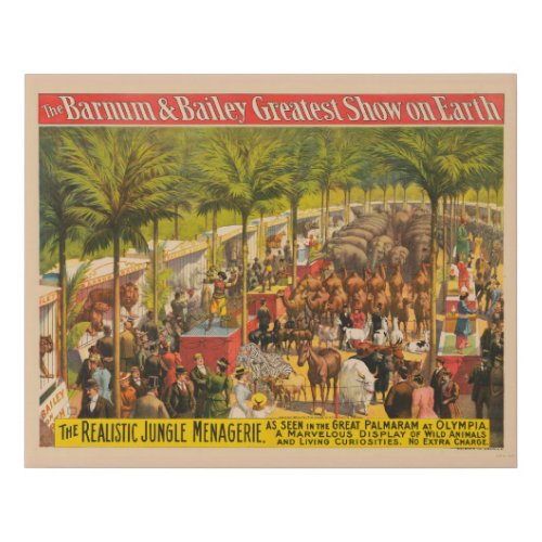Vintage Circus Poster Of Animals And Performers Faux Canvas Print