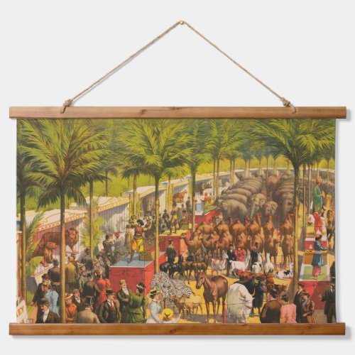 Vintage Circus Poster Of Animals And Performers Hanging Tapestry