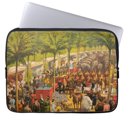Vintage Circus Poster Of Animals And Performers Laptop Sleeve