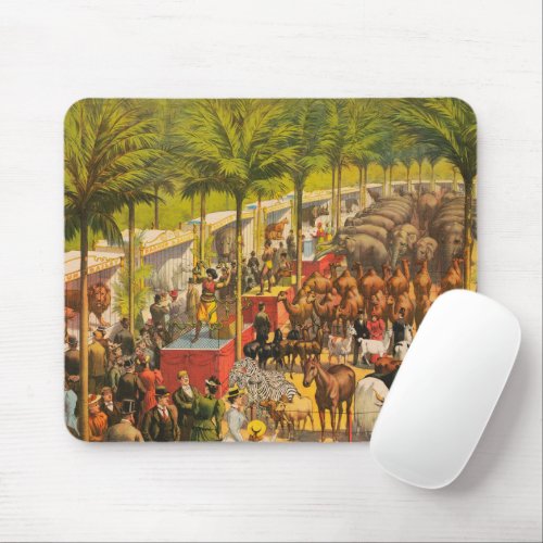 Vintage Circus Poster Of Animals And Performers Mouse Pad