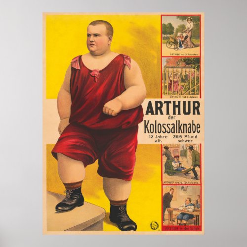 Vintage Circus Poster Of Arthur The Colossal Kid