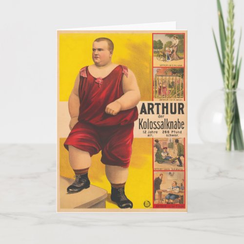Vintage Circus Poster Of Arthur The Colossal Kid Card