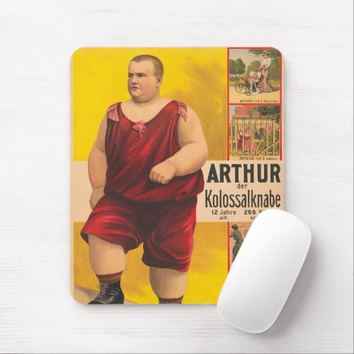 Vintage Circus Poster Of Arthur The Colossal Kid Mouse Pad