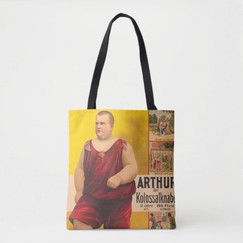 Vintage Circus Poster Of Arthur The Colossal Kid Tote Bag