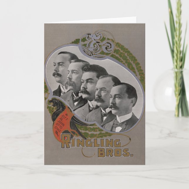 Vintage Circus Poster Of The Five Brothers Card (Front)