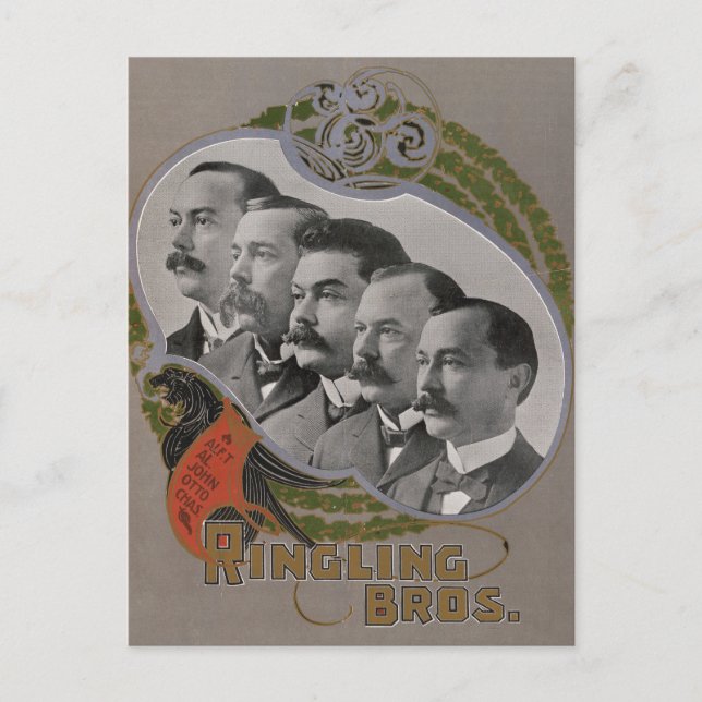 Vintage Circus Poster Of The Five Brothers Postcard (Front)