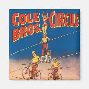Vintage Circus Poster Showing High Wire Acrobats Magnet