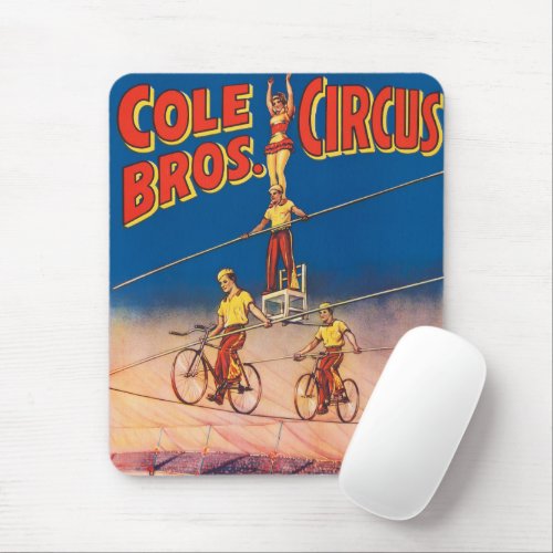 Vintage Circus Poster Showing High Wire Acrobats Mouse Pad