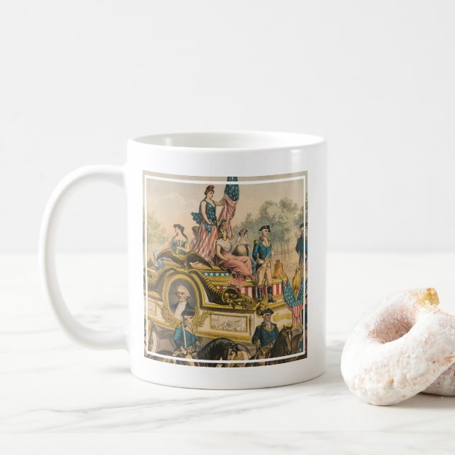 Vintage Circus Poster Showing Parade Float Coffee Mug (With Donut)