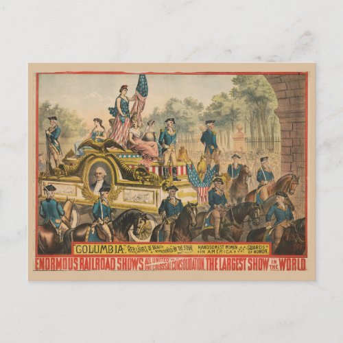 Vintage Circus Poster Showing Parade Float Postcard