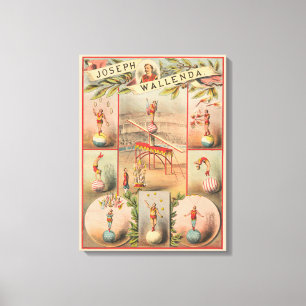 Vintage Circus Poster Showing Scenes Of Acrobatics Canvas Print
